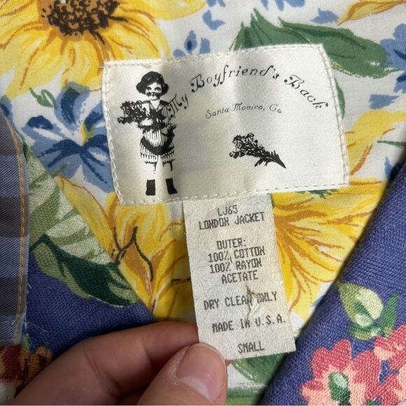 Vintage Jacket Womens Size Small Cottage Granny Floral Plaid Country Chic Artsy - Picture 7 of 7